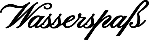 Vorschau des Bootsnamens "Wasserspaß" als Schriftzug für "Bootsbeschriftung Klassisch 107"