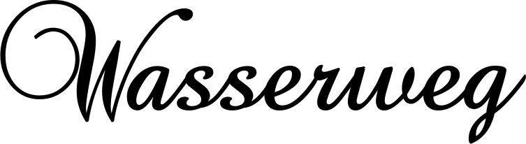 Vorschau des Bootsnamens "Wasserweg" als Schriftzug für "Bootsbeschriftung Klassisch 02-A"
