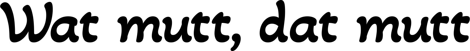 Vorschau des Bootsnamens "Wat mutt, dat mutt" als Schriftzug für "Bootsbeschriftung Klassisch 103"