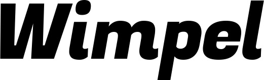 Vorschau des Bootsnamens "Wimpel" als Schriftzug für "Bootsbeschriftung Kursiv 04"