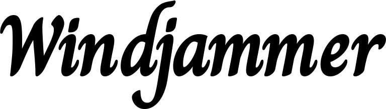 Vorschau des Bootsnamens "Windjammer" als Schriftzug für "Style Klassisch 51"