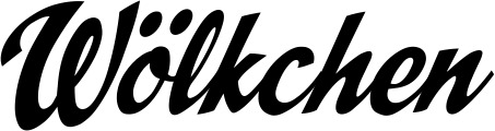 Vorschau des Bootsnamens "Wölkchen" als Schriftzug für "Bootsbeschriftung Klassisch 29"