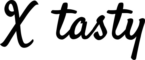 Vorschau des Bootsnamens "X tasty" als Schriftzug für "Bootsbeschriftung Klassisch 96"