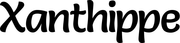 Vorschau des Bootsnamens "Xanthippe" als Schriftzug für "Bootsbeschriftung Klassisch 94"
