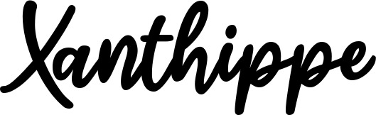Vorschau des Bootsnamens "Xanthippe" als Schriftzug für "Bootsbeschriftung Klassisch 74"