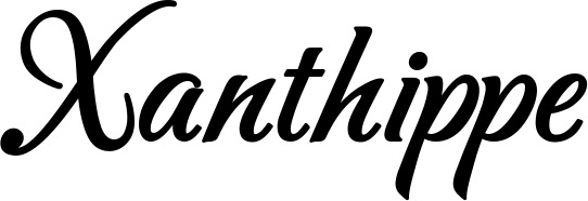 Vorschau des Bootsnamens "Xanthippe" als Schriftzug für "Bootsbeschriftung Klassisch 50"