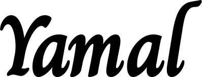Vorschau des Bootsnamens "Yamal" als Schriftzug für "Bootsbeschriftung Klassisch 51"