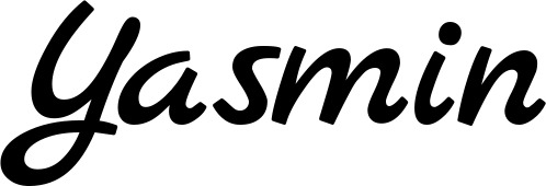 Vorschau des Bootsnamens "Yasmin" als Schriftzug für "Bootsbeschriftung Klassisch 77"