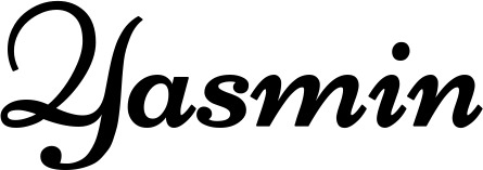 Vorschau des Bootsnamens "Yasmin" als Schriftzug für "Bootsbeschriftung Klassisch 84"