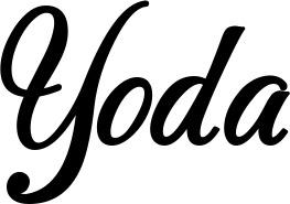 Vorschau des Bootsnamens "Yoda" als Schriftzug für "Bootsbeschriftung Klassisch 50"