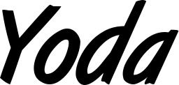 Vorschau des Bootsnamens "Yoda" als Schriftzug für "Bootsbeschriftung Klassisch 38"