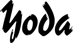 Vorschau des Bootsnamens "Yoda" als Schriftzug für "Bootsbeschriftung Neu 10"