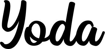 Vorschau des Bootsnamens "Yoda" als Schriftzug für "Bootsbeschriftung Klassisch 43"