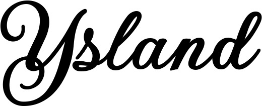 Vorschau des Bootsnamens "Ysland" als Schriftzug für "Bootsbeschriftung Klassisch 69"