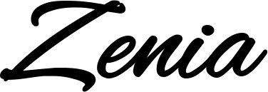 Vorschau des Bootsnamens "Zenia" als Schriftzug für "Bootsbeschriftung Klassisch 35"