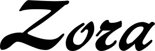 Vorschau des Bootsnamens "Zora" als Schriftzug für "Bootsbeschriftung Klassisch 12"